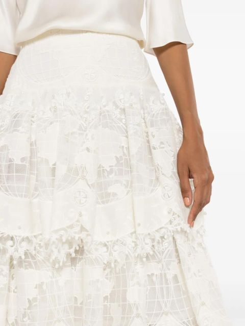 ZIMMERMANN lace-detailing high-waist skirt - White