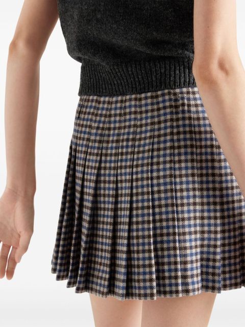 Prada checked wool mini skirt - Brown