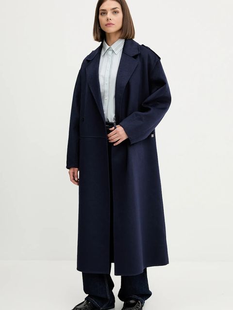 HUGO płaszcz z domieszką wełny kolor granatowy 50542299 - zdjęcie produktu nr 1