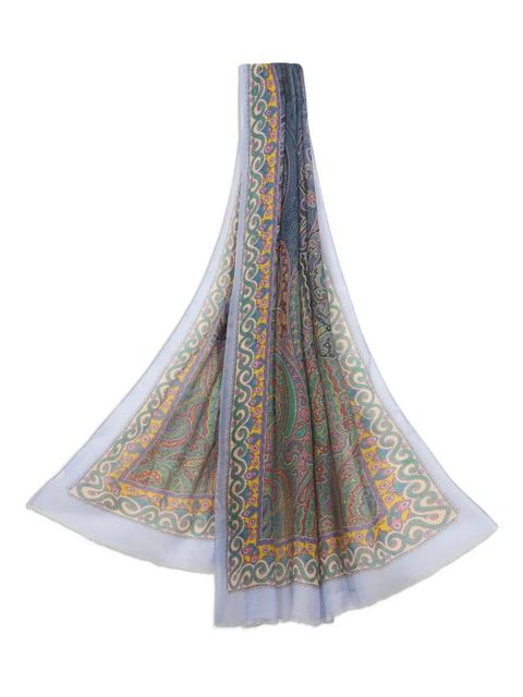 ETRO paisley-motif slub scarf - Green