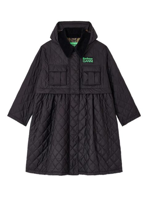 GANNI x Barbour quilted peplum coat - Black - zdjęcie produktu nr 1