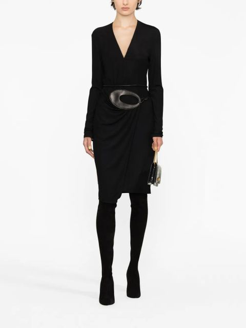 TOM FORD belted-waist V-neck dress - Black - zdjęcie produktu nr 2