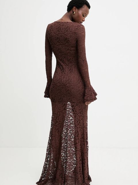 Answear.LAB sukienka kolor brązowy maxi rozkloszowana - zdjęcie produktu nr 2