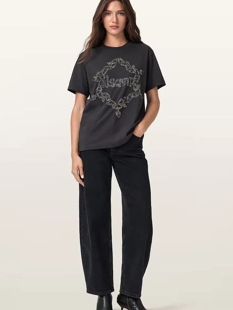 AllSaints t-shirt DRIP damski kolor czarny W061JD