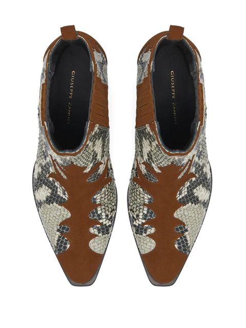 Giuseppe Zanotti snakeskin-effect 55mm ankle boots - Brown