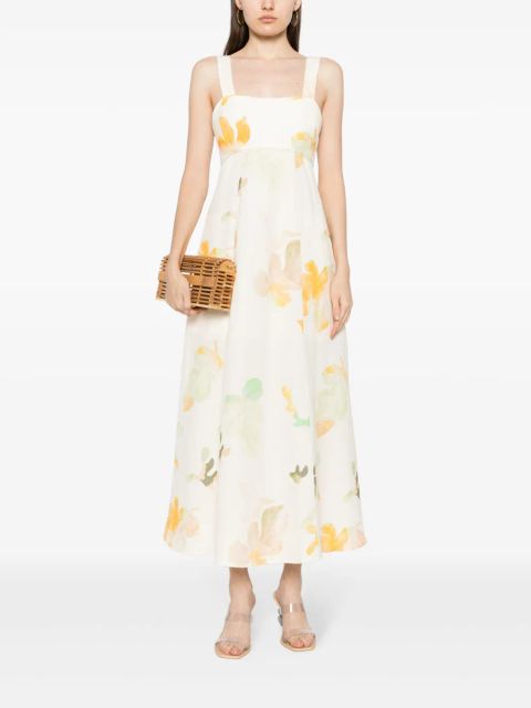 Acler Tate watercolour-print midi dress - Yellow