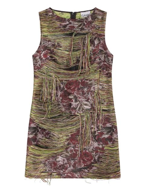 GANNI tapestry fringed mini dress - Green - zdjęcie produktu nr 1