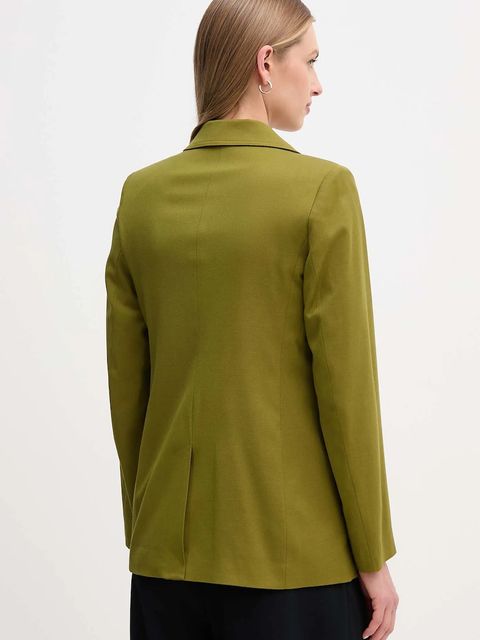 United Colors of Benetton marynarka z domieszką wełny kolor zielony dwurzędowa gładka 2YVXDW03A - zdjęcie produktu nr 2