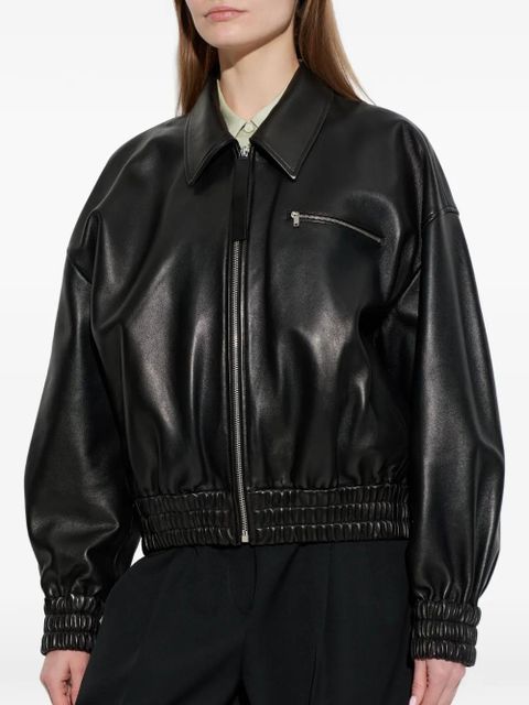 Jil Sander zip-up leather bomber jacket - Black