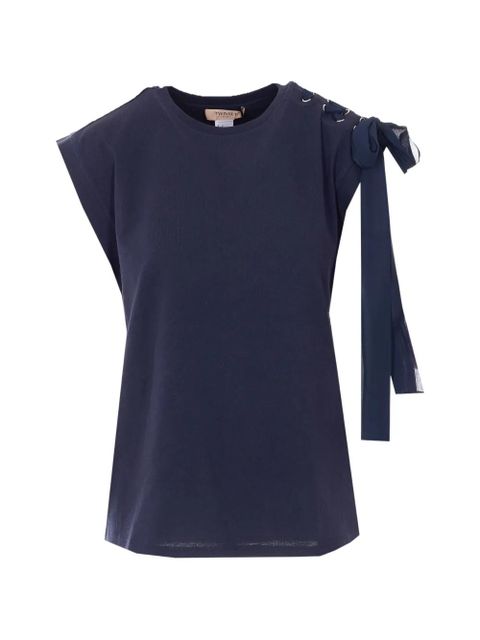 TWINSET tie-detail crew-neck T-shirt - Blue - zdjęcie produktu nr 1