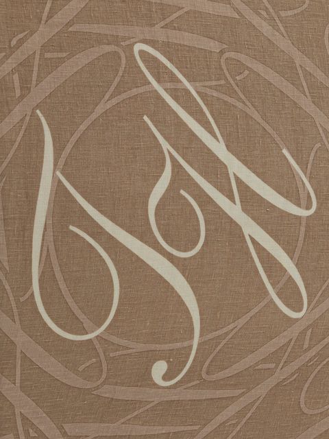 Tommy Hilfiger chusta lniana damska kolor brązowy wzorzysta AW0AW17491 - zdjęcie produktu nr 2