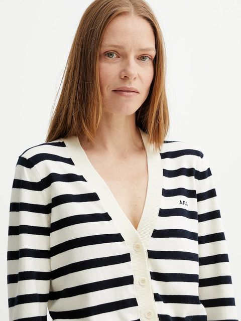 A.P.C. kardigan bawełniany cardigan gaelle damski kolor beżowy lekki COGDK.F22312
