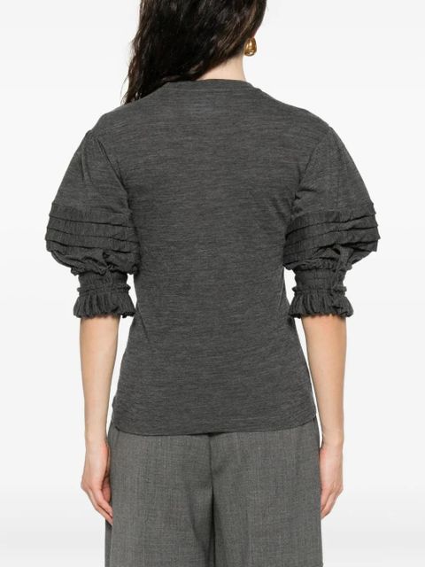 Jil Sander ruffled-sleeved top - Grey