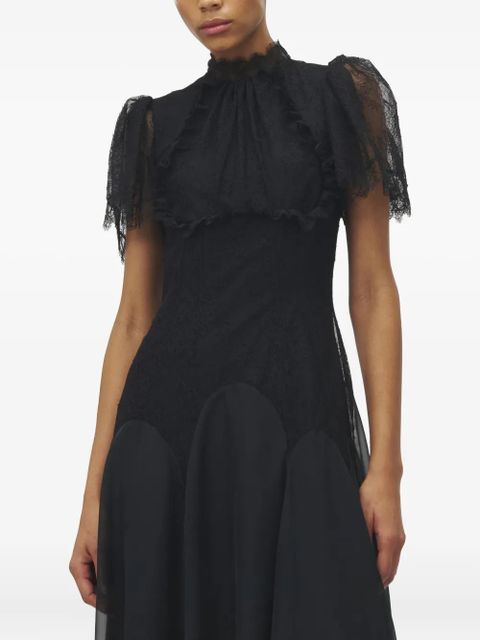Alexander McQueen lace ruffled midi dress - Black