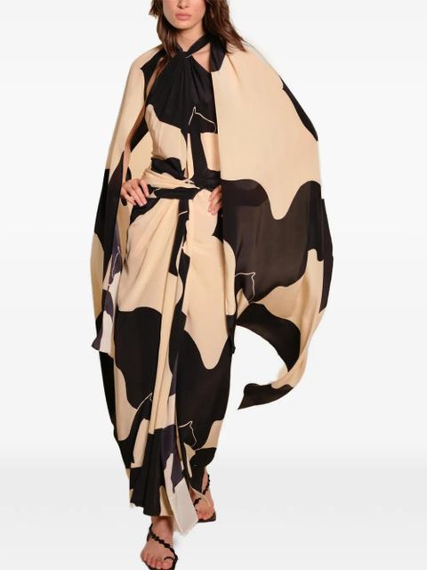 Johanna Ortiz Shadows halterneck abstract maxi dress - Neutrals