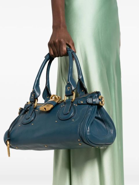 Chloé Paddington grained leather shoulder bag - Blue