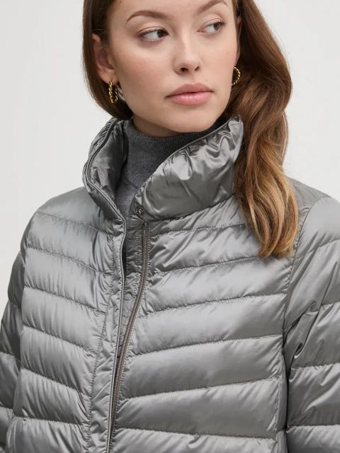 Geox kurtka puchowa damska kolor srebrny przejściowa W4625D-T3154-F9822