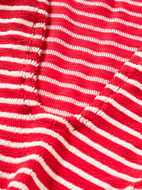 Hunza G candy-stripe crinkled swimsuit - Red