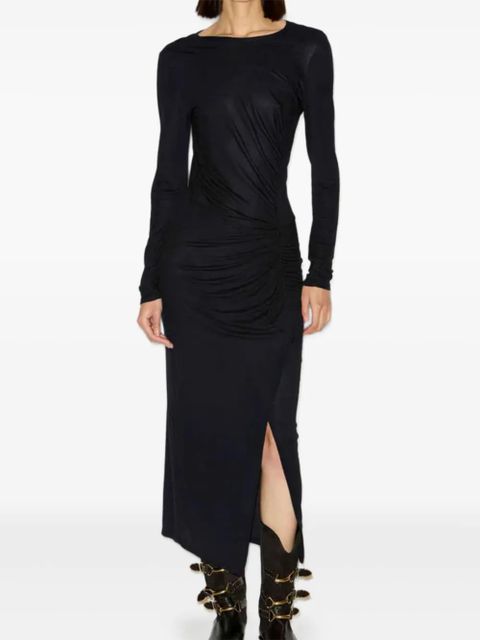 ISABEL MARANT side-gathered long-sleeve midi dress - Black - zdjęcie produktu nr 2