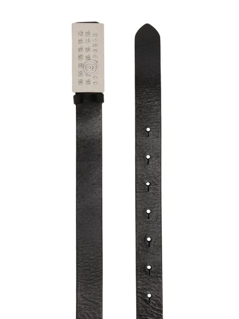 MM6 Maison Margiela Numeric logo-plaque leather belt - Black - zdjęcie produktu nr 2