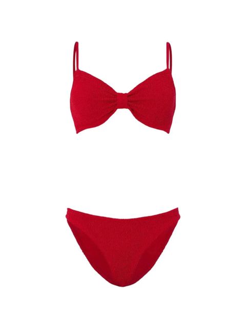 Hunza G Alicia bow-effect spaghetti-strap bikini set - Red - zdjęcie produktu nr 1