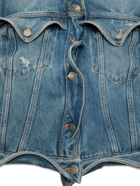 Acne Studios wavy-construction buttoned denim jacket - Blue