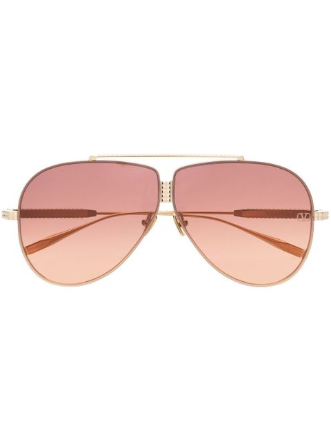 VALENTINO GARAVANI EYEWEAR Rockstud pilot-frame sunglasses - Gold - zdjęcie produktu nr 1