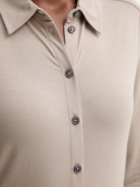 Marc O'Polo koszula damska kolor beżowy regular z kołnierzykiem klasycznym 511205252505