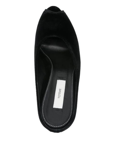 TOTEME 75mm peep-toe velvet wedge sandals - Black