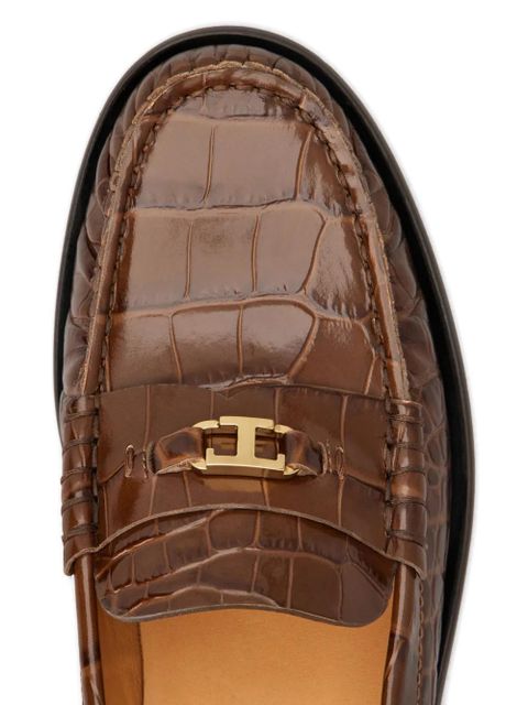 Tod's Oval-T leather-embossed loafers - Brown