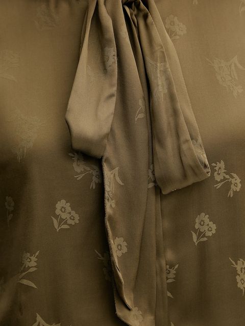 Twinset koszula damska kolor zielony regular z wiązanym dekoltem 252TT2361