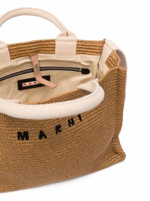 Marni logo-lettering tote bag - Brown