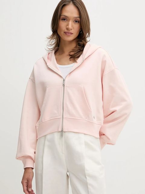 Calvin Klein Jeans bluza bawełniana damska kolor pomarańczowy z kapturem gładka LV047C216G - zdjęcie produktu nr 1