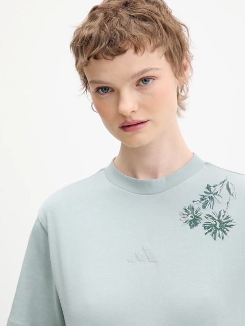 adidas t-shirt bawełniany damski kolor zielony KF0082