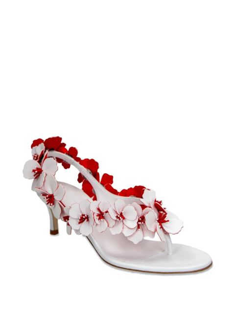 Rabanne floral-detail leather sandals - White - zdjęcie produktu nr 2