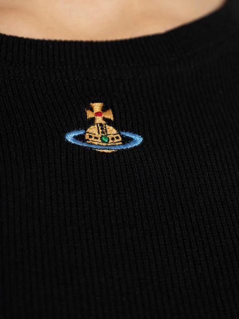 Vivienne Westwood orb-embroidered crop top - Black