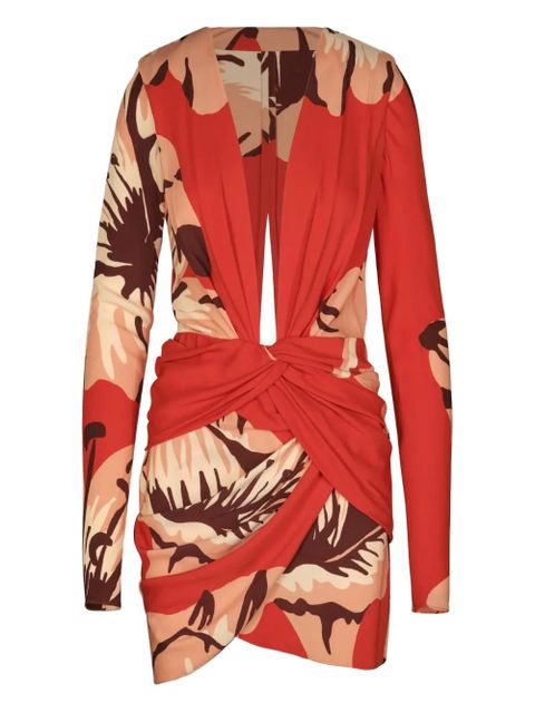 Johanna Ortiz Gangaway floral-print twisted mini dress - Red - zdjęcie produktu nr 1