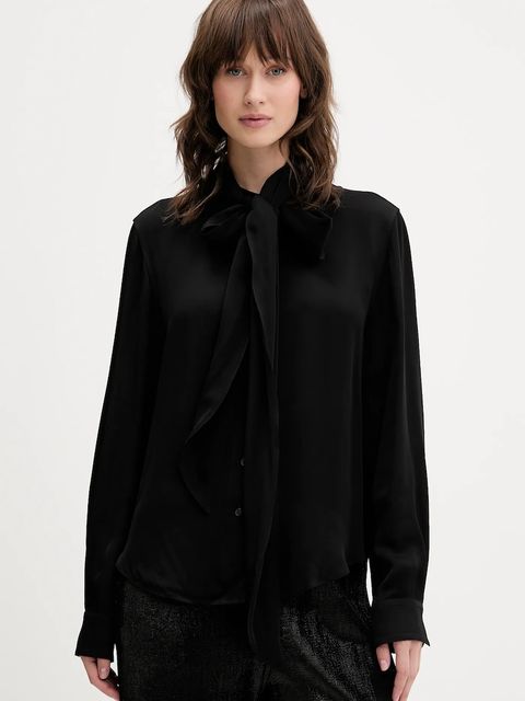 HUGO koszula damska kolor czarny regular z wiązanym dekoltem 50550779 - zdjęcie produktu nr 1