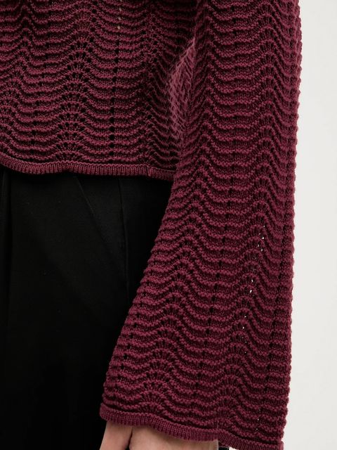 Sisley sweter bawełniany damski kolor bordowy lekki 1494M106O