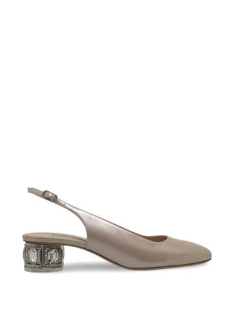 Casadei crystal-embellished slingback pumps - Neutrals - zdjęcie produktu nr 1