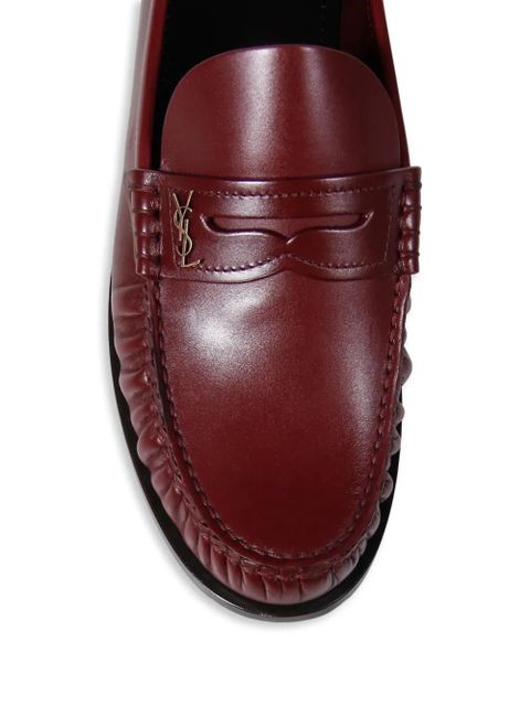 Saint Laurent Laurent logo-plaque leather loafers - Red