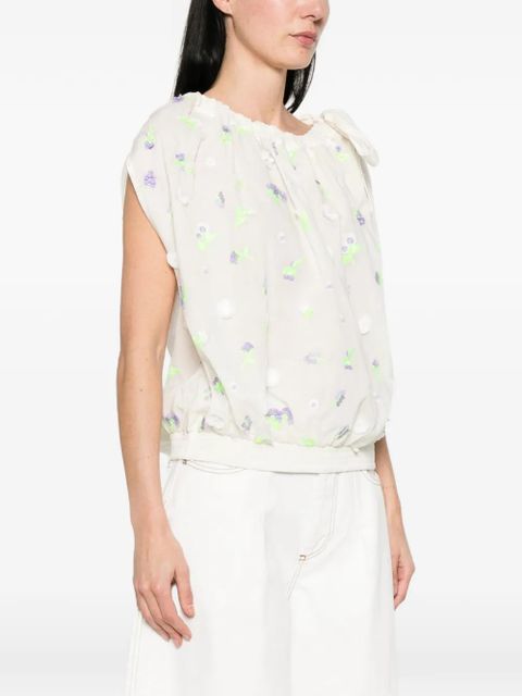 Essentiel Antwerp Jomme floral-embroidered top - Neutrals