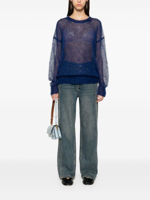 Marni logo-embroidered cardigan - Blue