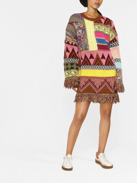 ETRO fringe-detail knitted dress - Green