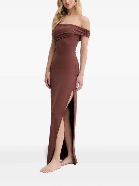 Bond-eye off-shoulder side-split maxi dress - Brown - zdjęcie produktu nr 2