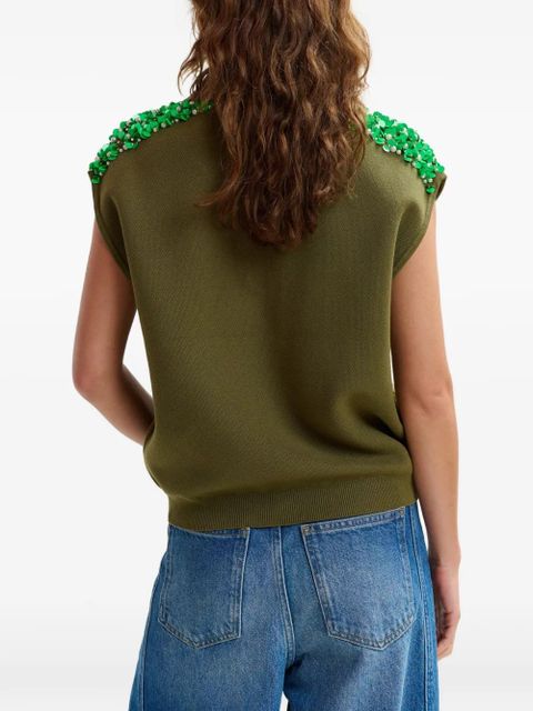 Essentiel Antwerp beaded polo top - Green