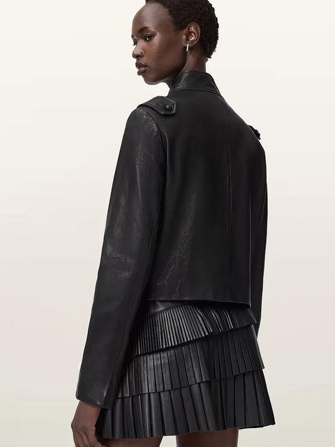 AllSaints kurtka skórzana kolor czarny przejściowa W075LD