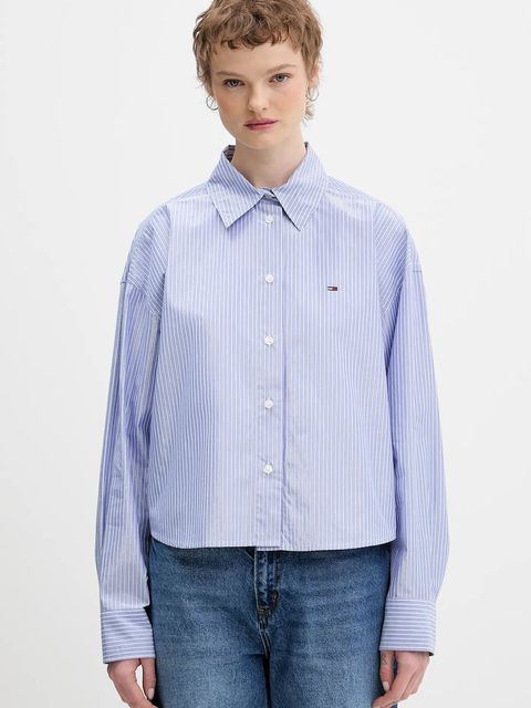 Tommy Jeans koszula damska kolor niebieski relaxed z kołnierzykiem klasycznym DW0DW22636 - zdjęcie produktu nr 1