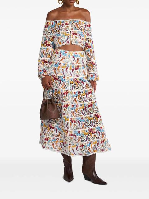 ETRO paisley-macramé midi skirt - White - zdjęcie produktu nr 2