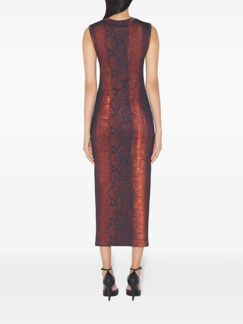 Jean Paul Gaultier python-printed midi dress - Brown
